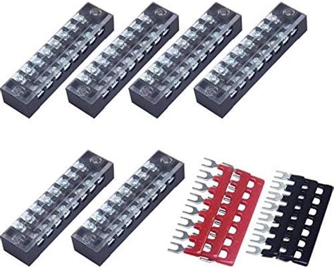 Ceeysee 12pcs 6 Set 8 Positions Dual Rows Covered Screw Terminal Block 600v 15a 6pcs 8