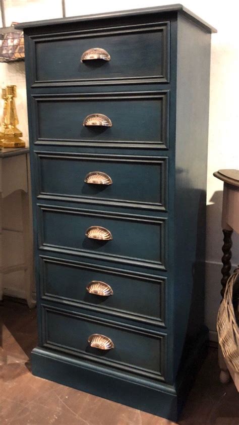 Elegant Nightfall Painted Pine Tallboy Chest Of Drawers