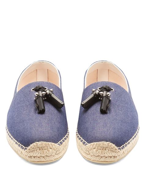 Papiougomme Tassel Embellished Denim Espadrilles Christian Louboutin