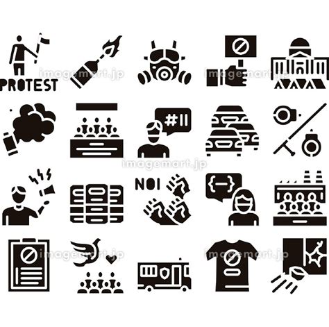 Protest And Strike Glyph Set Vector