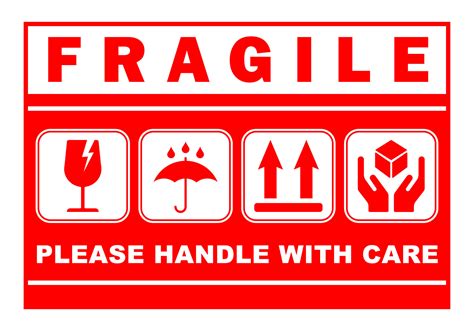 red sticker fragile handle with care printable sign symbol for delivery package simple ...