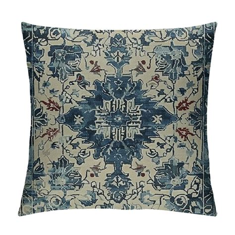 Pratyus Navy Blue Boho Pillow Covers Carpet Pattern Outdoor