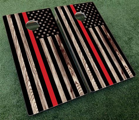 American Flag Red Line Cornhole Boards Custom Cornhole Boards Etsy