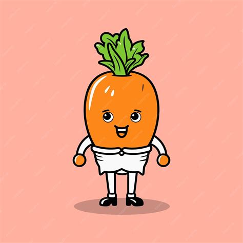 Premium Vector Cute Carrot Character Mascot Design Vector Illustration