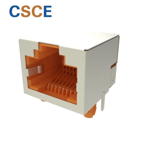 Side Entry Tab Up Rj45 Modular Pcb Jack Female Connector With Shield Rj45 Jack And Pcb Jack