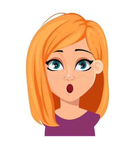 Facial Expression Of Cute Woman With Blonde Hair Stock Vector Illustration Of Astonished