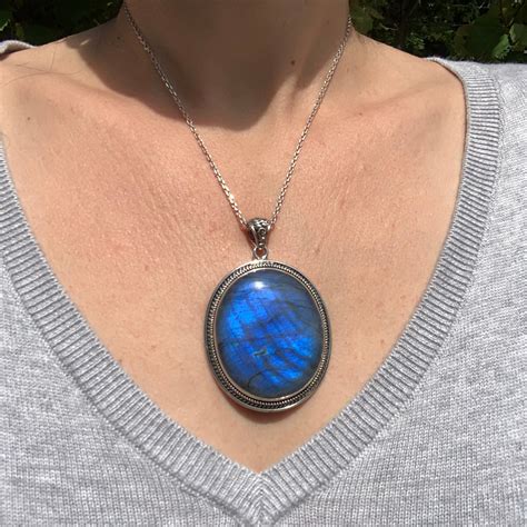 Large Labradorite Pendant Set With Sterling Silver Etsy