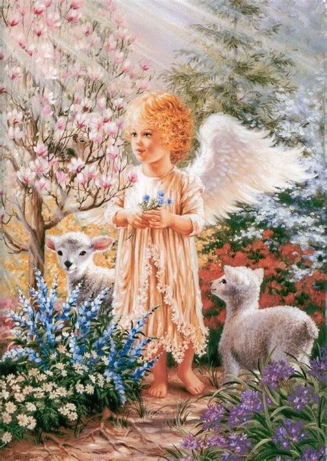 Dona Gelsinger Art | Dona Gelsinger - angel & lambs mirror(567×800 ...