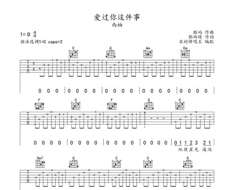 爱过你这件事吉他谱西柚c调弹唱伴奏谱 吉他派