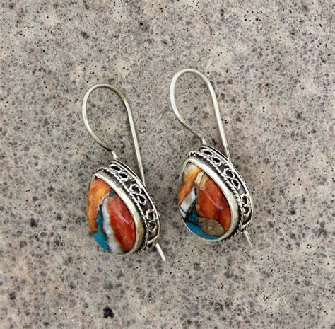 Buy Oyster Turquoise Earrings Boho Copper Turquoise Teardrop Earrings