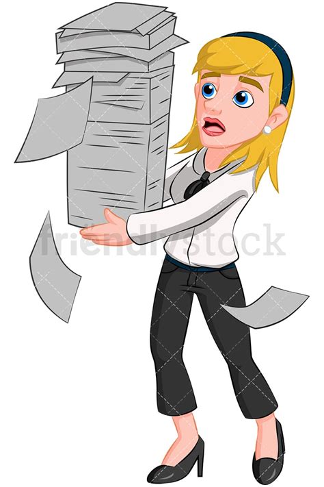 Business Woman Carrying Paperwork Vector Cartoon Clipart FriendlyStock