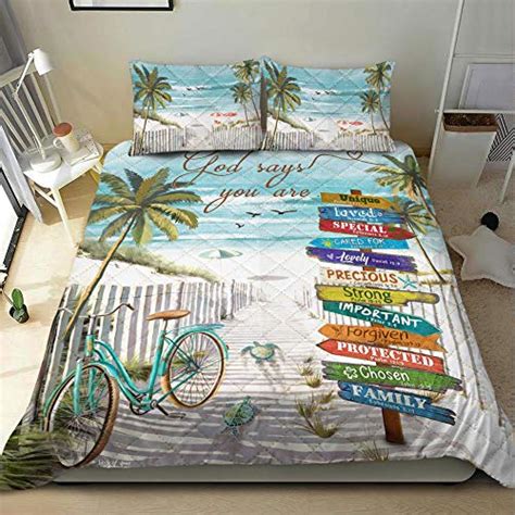 Geembi Quilt Bedding Set Beach Turtle God Says You Are Quilt Bed Set