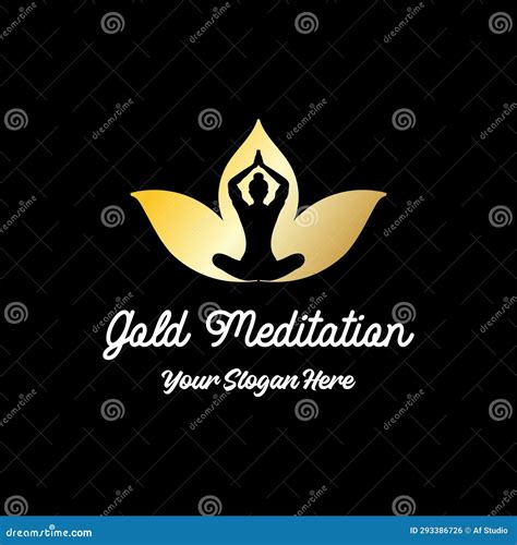 Elegant Luxury Golden Lotus Yoga Meditation Logo Design Stock Vector