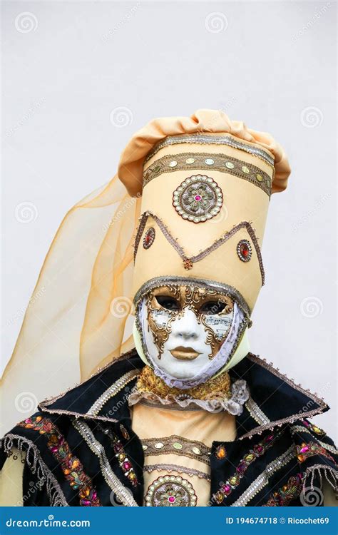 Traditional Mask And Costume At Annecy Venetian Carnival Editorial