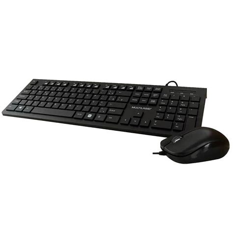 Kit Teclado E Mouse Multilaser Multim Dia Usb Slim Preto Tc