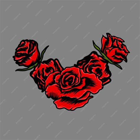 Premium Vector Red Rose Flower Elements Illustration