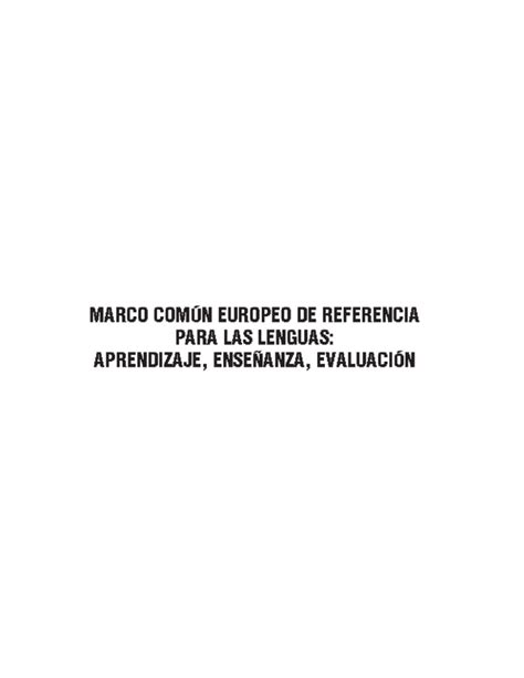 Marco N Europeo De Referencia Para Las Lenguas