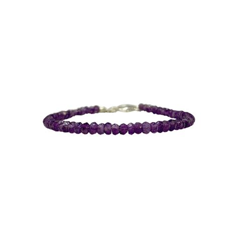 Bracelet Améthyste Facetté 2 Mm 17 Cm Fermoir Chaînette