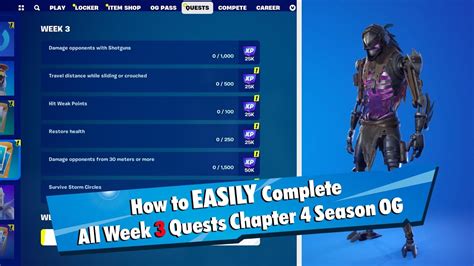 Fortnite All Week 3 Quests Guide Chapter 4 Season Og Youtube