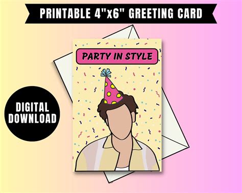 Harry Styles Birthday Card Harry Styles Fan T Digital Download Ready To Print Instant