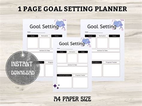 Printable Goal Setting Tracker Minimalist Goal Planner Smart Etsy