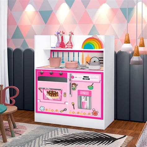 Cozinha Infantil Mdf Imagem Fogão Geladeira e Forno MadeiraMadeira