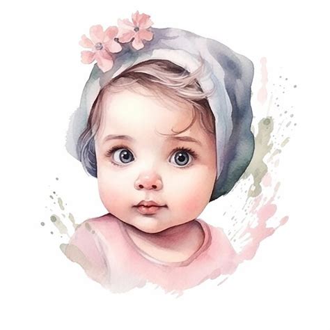 Premium Photo Adorable Baby On Watercolor Illustration