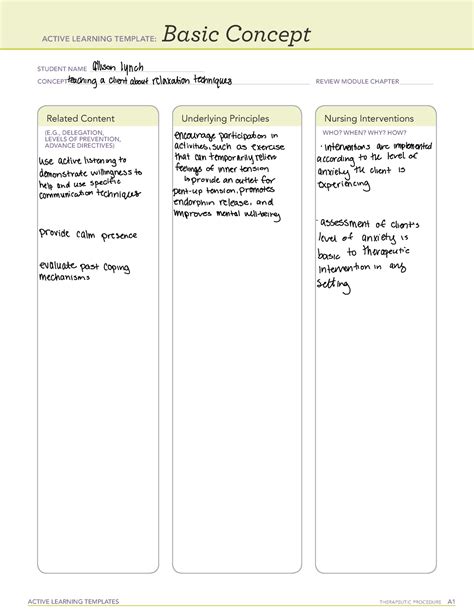 Anxiety Disorder Teaching A Client About Relaxation Techniques Active Learning Templates