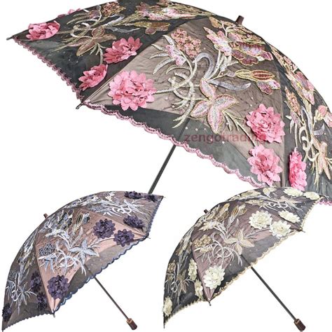 New Elegant Embroidery Lace Folding Anti Uv Sun Rain Parasol Women Umbrellas Ladies Umbrella