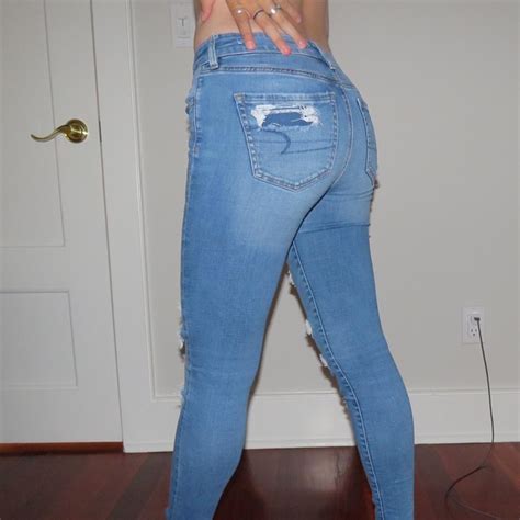 American Eagle Ripped Skinny Jeans Size 4 Worn Depop