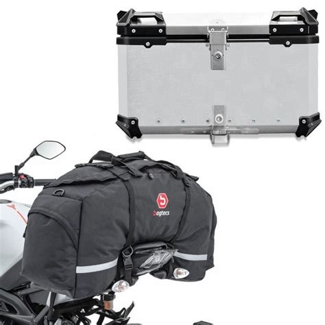 Set Top Case Aluminium Moto XB65 Argent 65 Litres Bagtecs Avec Sacoche