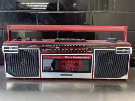 Sanyo No M F Red Stereo Retro Boombox Vintage Radio Cassette