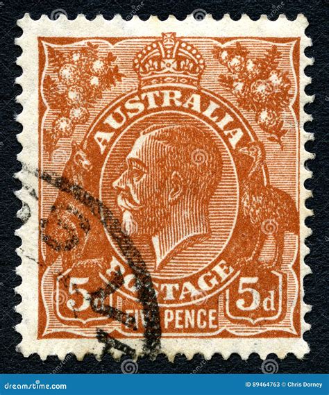 King George V Australian Postage Stamp Editorial Stock Photo Image Of