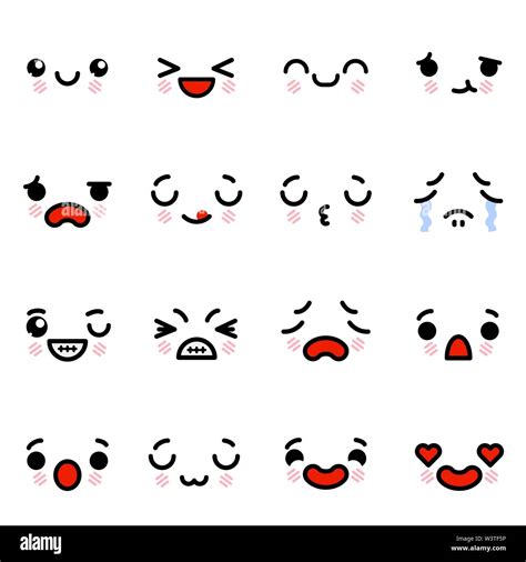 Icon Set Von Emoji Emoticons Mit Unterschiedlichen Emotionen Vector