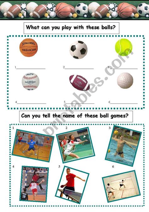 Ball games - ESL worksheet by andreaewa