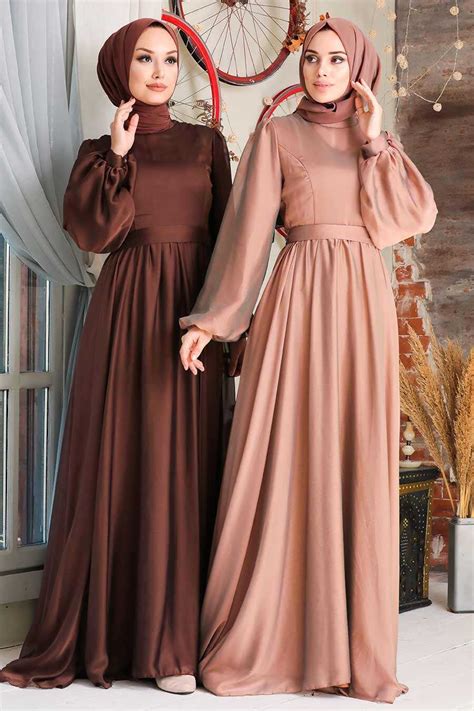 Brown Hijab Evening Dress 5215kh Neva