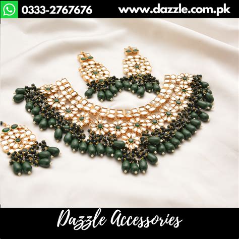 Green Farshi Kundan Bridal Set Dazzle Accessories