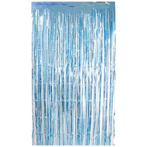 Light Blue Metallic Foil Door Curtain Backdrop 1 9m X 99cm Partyrama