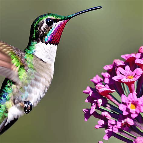 Hummingbird Feeding From Flowers In Spring · Creative Fabrica