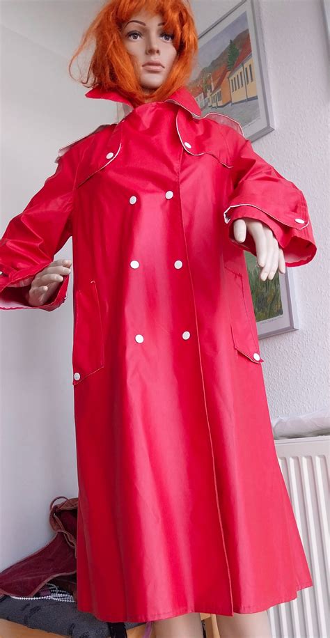 Retro Vintage Grundens Red Pvc Raincoat Rainjacket Raincape Catsuit Etsy