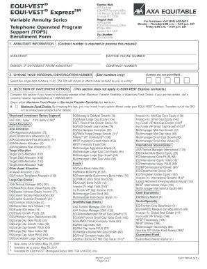 Fillable Online Equi Vest Prospectus Members Retirement Program AXA