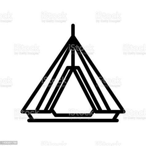 텐트 아이콘입니다 캠핑 텐트와 방수포 벡터 일러스트레이션 관광에 대한 스톡 벡터 아트 및 기타 이미지 관광 관광객 날씬한