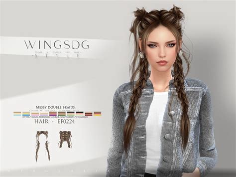 The Sims Resource Wings Ef Messy Double Braids In Sims