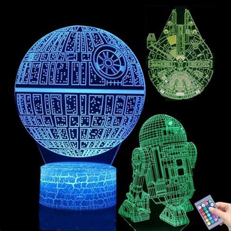 Star Wars Cadeau Lampe 3d Illusion Veilleuse Quatre Motifs Et 7