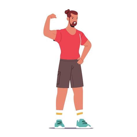 Premium Vector Bodybuilder Male Character Posing Demonstrate Muscles