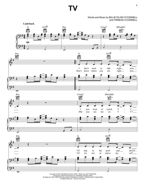 Download Billie Eilish Tv Sheet Music Notes That Was Written For Piano