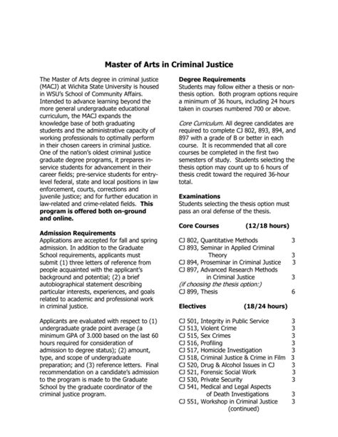 Master Of Arts In Criminal Justice