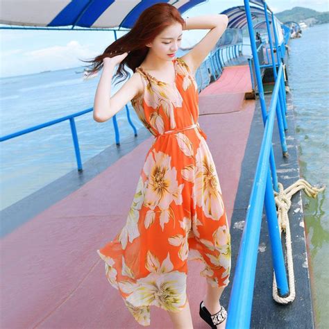 Cheap Summer Chiffon Long Dress Bohemian Dress Female Long Section Fairy Super Fairy Sweet Beach