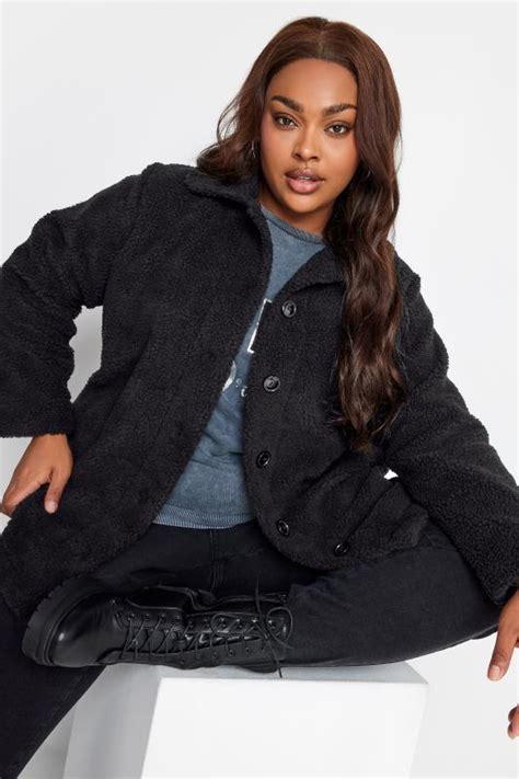 Yours Plus Size Black Teddy Hooded Jacket Yours Clothing