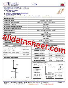 3X9 Datasheet PDF Transko Electronics Inc